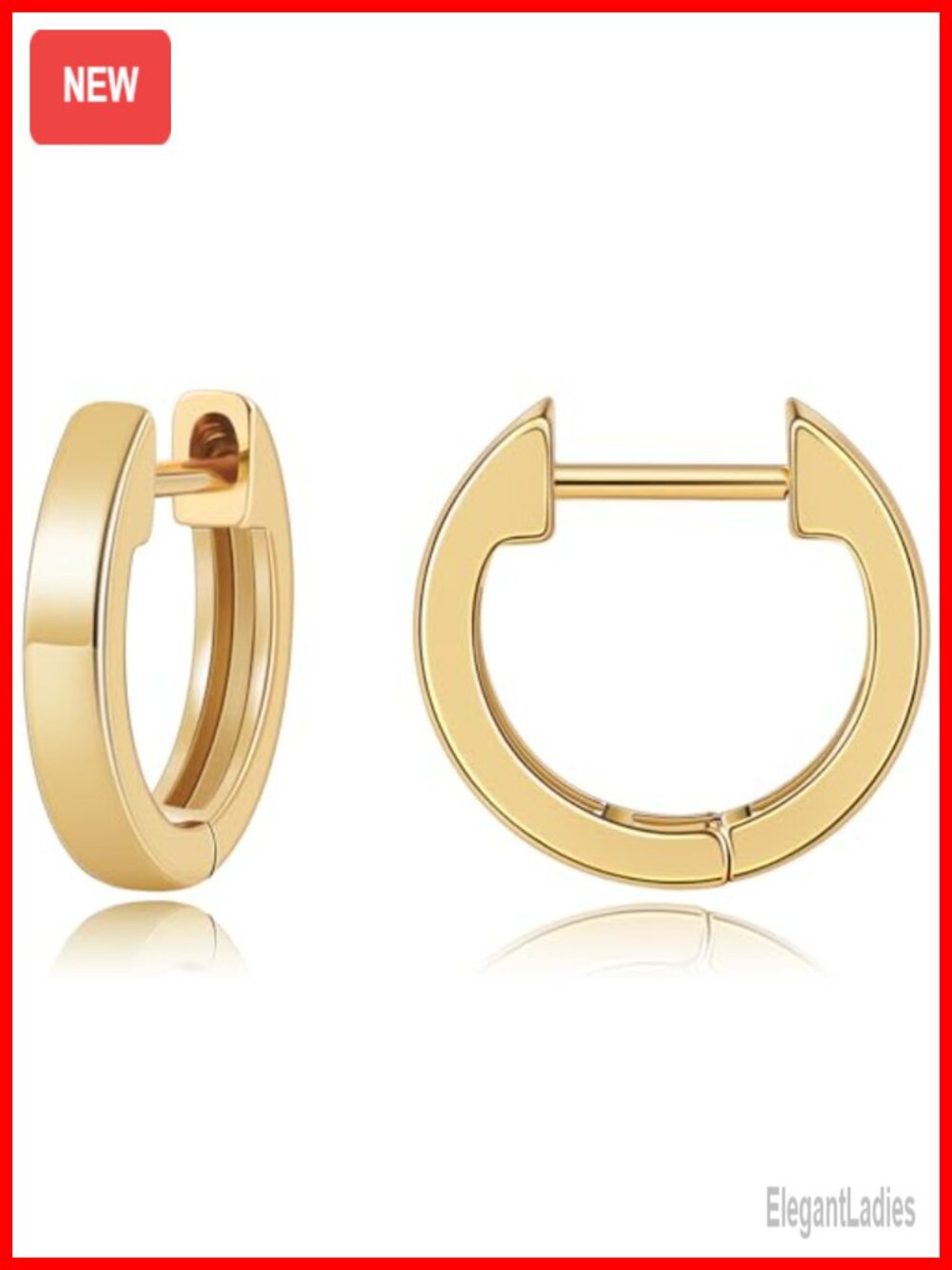 14K Gold Plated Huggie Hoop Earrings Small Lightweight Hypoallergenic